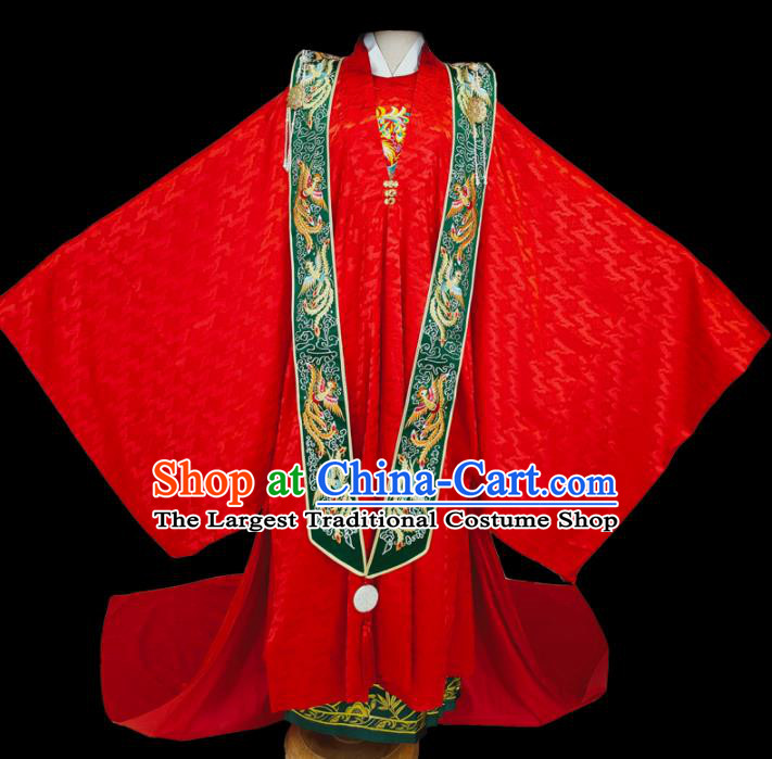 Chinese Ming Dynasty Empress Red Dress Outfits Traditional Drama Wedding Bride Garment Costumes Ancient Royal Queen Clothing