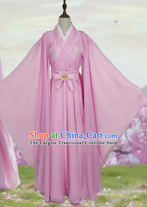 Chinese Tang Dynasty Young Beauty Pink Dress Outfits Traditional Drama Love and Redemption Chu Xuanji Garment Costumes Ancient Fairy Clothing