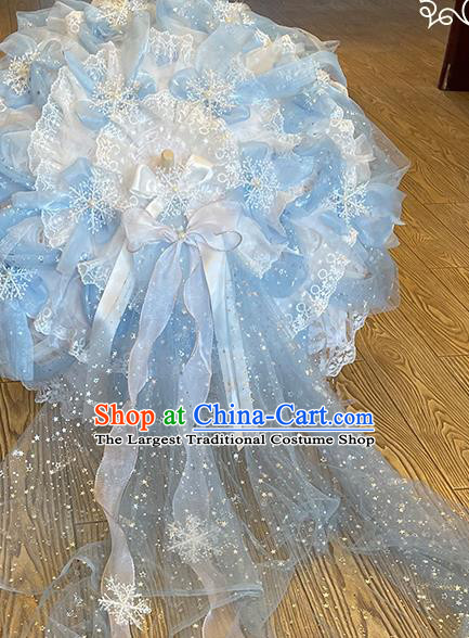 Handmade Blue Lace Umbrella Baroque Princess Umbrella Cosplay Fairy Props Stage Show Umbrellas