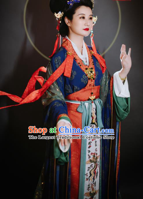 China Traditional Hanfu Dress Attires Tang Dynasty Empress Historical Clothing Ancient Royal Queen Garment Costumes Complete Set