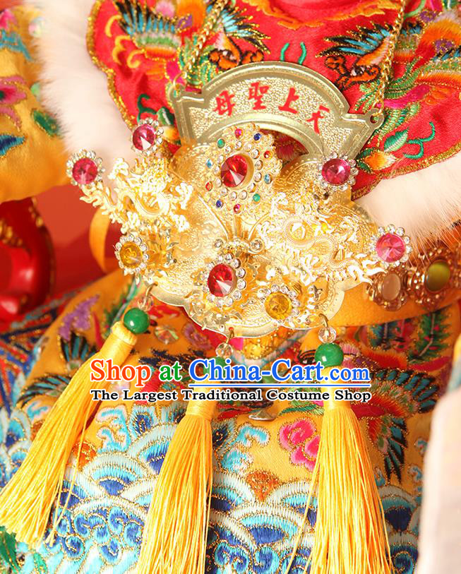 Chinese Handmade Golden Longevity Lock Necklace Goddess Mazu Necklet