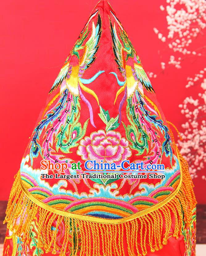 Handmade China Traditional Opera Empress Embroidered Red Hat Ancient Goddess Headdress Beijing Opera Queen Headwear