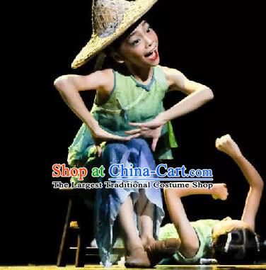 China Yangko Dance Green Outfits Children Dance Fashions Folk Dance Uniforms Fan Dance Costumes
