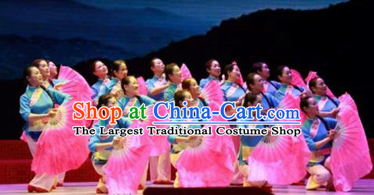 China Yangko Dance Outfits Women Group Dance Fashions Folk Dance Uniforms Fan Dance Costumes
