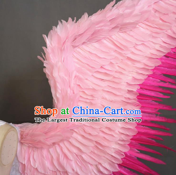 Custom Brazil Parade Props Halloween Cosplay Deluxe Pink Feather Angel Wings Stage Show Decorations Carnival Catwalks Back Accessories