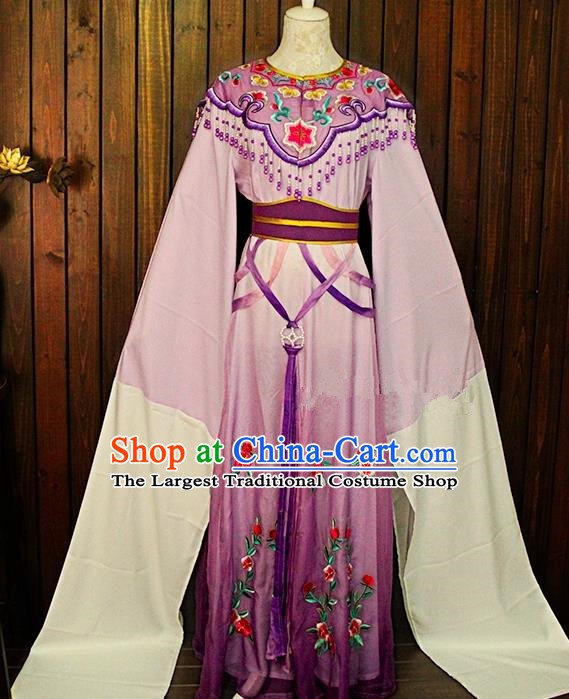 Chinese Peking Opera Hua Tan Clothing Ancient Fairy Princess Garment Costumes Traditional Fujian Opera Young Beauty Lilac Dress Outfits