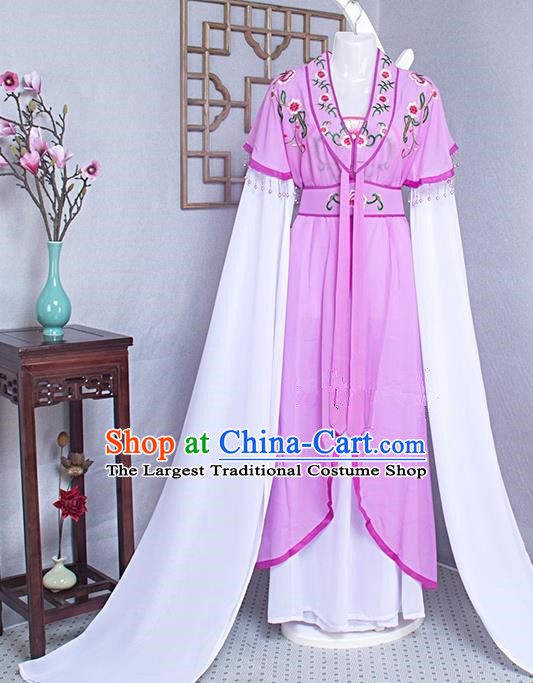Chinese Beijing Opera Diva Clothing Ancient Fairy Water Sleeve Lilac Dress Outfits Traditional Huangmei Opera Garment Costume