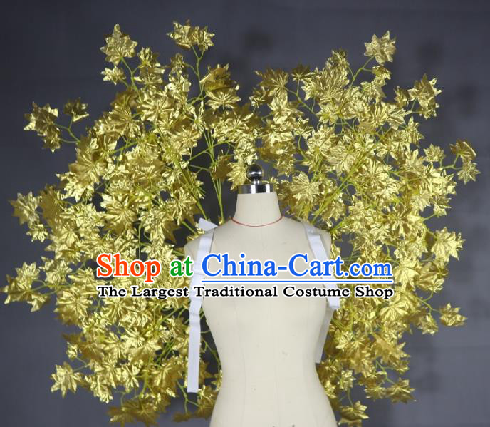 Custom Stage Performance Props Halloween Catwalks Golden Maple Leaf Wings Miami Stage Show Back Decorations Cosplay Fancy Accessories
