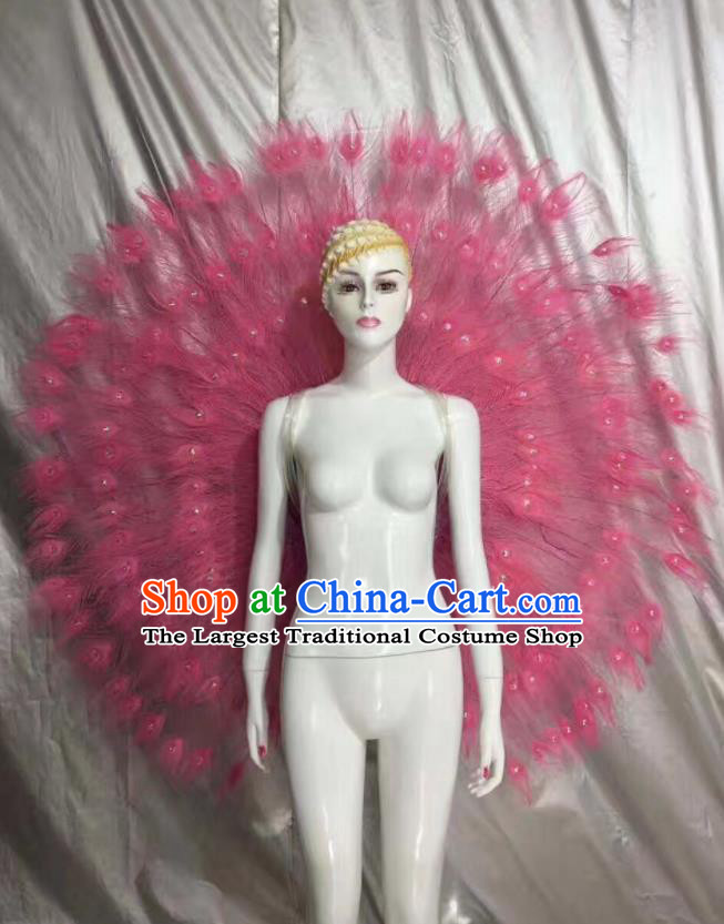 Custom Brazil Parade Props Halloween Performance Pink Feathers Wings Carnival Show Decorations Ceremony Catwalks Back Accessories