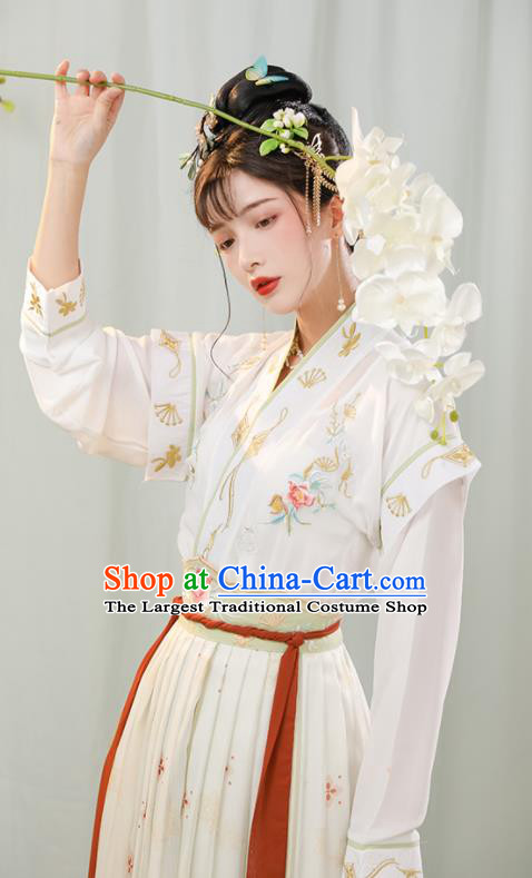 China Tang Dynasty Princess Clothing Traditional Historical Garment Costumes Ancient Palace Beauty White Hanfu Dress