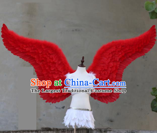 Custom Fancy Ball Deluxe Decorations Stage Show Props Halloween Cosplay Wear Carnival Parade Back Accessories Miami Angel Red Feathers Wings