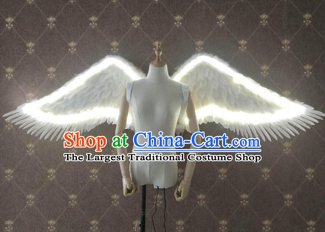 Custom Cosplay Angel Feather Wings Halloween Performance Decorations Stage Show LED Props Opening Dance Wear Miami Parade Accessories