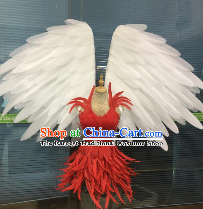 Custom Miami Catwalks Wear Christmas Performance Props Halloween Cosplay Angel Wings Stage Show White Feather Decorations Opening Dance Accessories