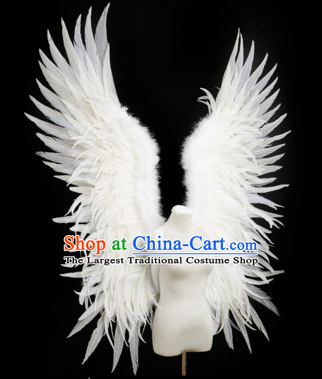 Custom Opening Dance Props Carnival Parade White Feather Wings Miami Stage Performance Wear Christmas Catwalks Giant Wings