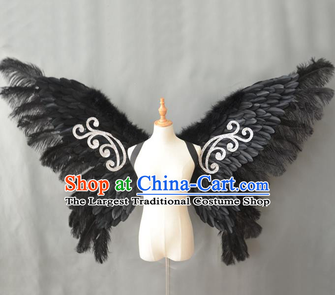 Custom Halloween Cosplay Fairy Wing Props Opening Ceremony Back Accessories Carnival Parade Black Feathers Butterfly Wings Miami Stage Show Wear
