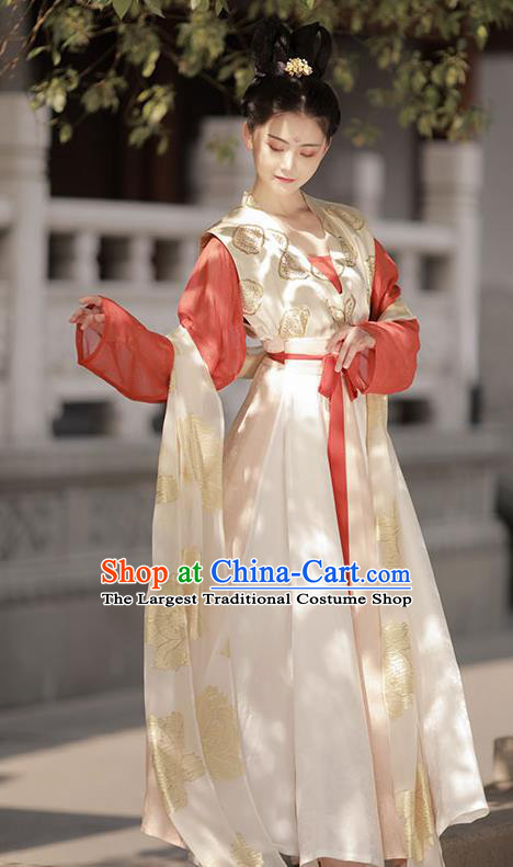 China Ancient Palace Beauty Garment Costumes Tang Dynasty Princess Historical Clothing Traditional Hanfu Dress Complete Set
