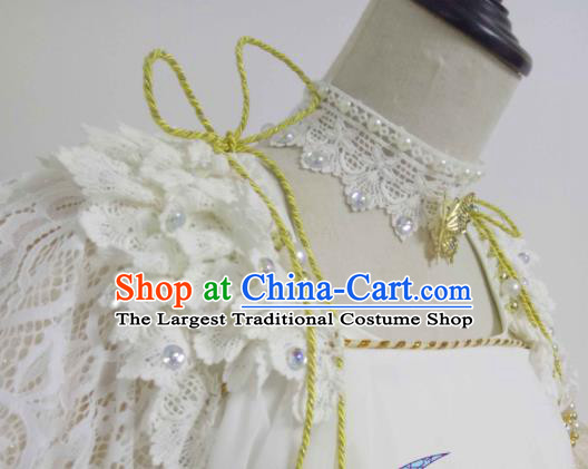 China Ancient Imperial Concubine Clothing Cosplay Goddess Beige Dress Outfits Traditional Puppet Show Empress Garment Costumes