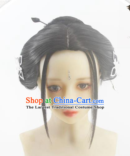 Chinese Traditional Tang Dynasty Princess Hairpieces Cosplay Palace Lady Hair Accessories Ancient Young Beauty Wigs Headwear