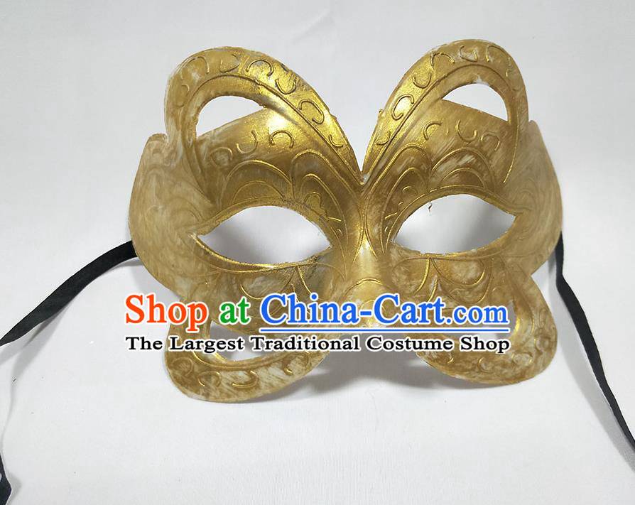 Handmade Stage Show Decorations Halloween Male Headdress Cosplay Warrior Golden Mask Masque Face Accessories