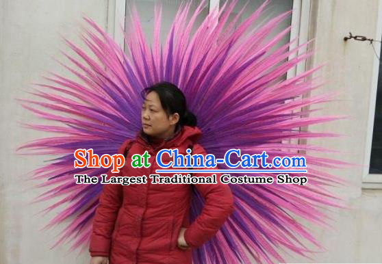 Top Cosplay Angel Deluxe Props Stage Show Purple Feather Wings Brazilian Parade Accessories Halloween Catwalks Back Decorations