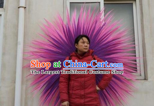 Top Cosplay Angel Deluxe Props Stage Show Purple Feather Wings Brazilian Parade Accessories Halloween Catwalks Back Decorations