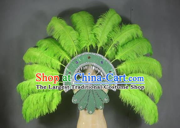 Top Stage Show Green Ostrich Feather Wings Brazilian Parade Accessories Halloween Cosplay Deluxe Back Decorations Miami Angel Catwalks Props