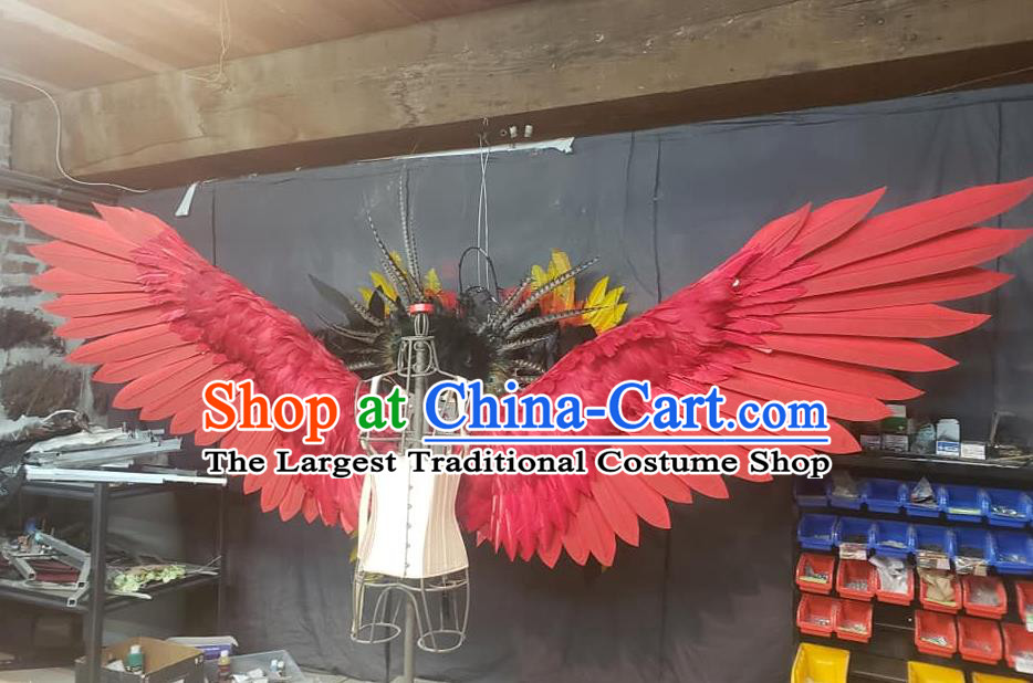 Top Catwalks Deluxe Red Feather Props Stage Show Electric Wings Cosplay Angel Accessories Brazil Parade Back Decorations