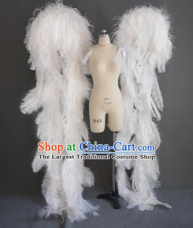 Top Brazil Parade Back Decorations Catwalks Deluxe White Ostrich Feather Props Stage Show Giant Wings Cosplay Angel Accessories