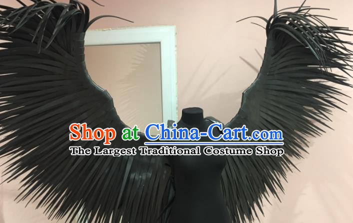 Top Cosplay Angel Accessories Brazil Parade Back Decorations Catwalks Deluxe Black Feather Props Stage Show Giant Wings