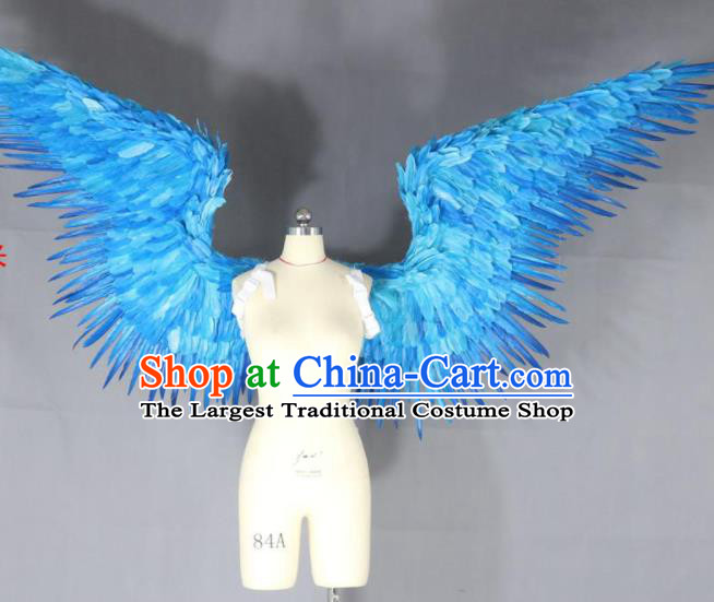 Top Brazil Parade Back Decorations Opening Dance Blue Feather Props Stage Show Angel Wings Miami Catwalks Accessories