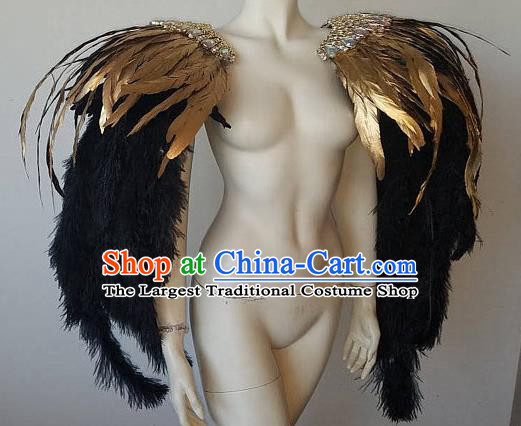 Top Stage Show Black Feather Tippet Miami Catwalks Accessories Brazil Parade Shoulder Decorations Samba Dance Dance Props