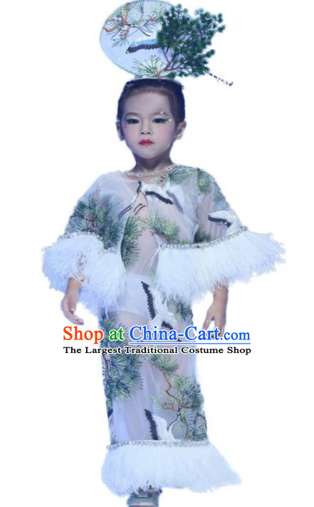 Chinese Stage Show Fashion Girl Catwalk Cheongsam Clothing Compere Garment Costume Children Performance Qipao Dress