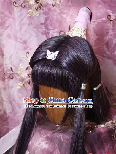 Chinese Cosplay Fairy Princess Headdress Ancient Swordswoman Wigs and Hair Crown Traditional Puppet Show Hair Accessories
