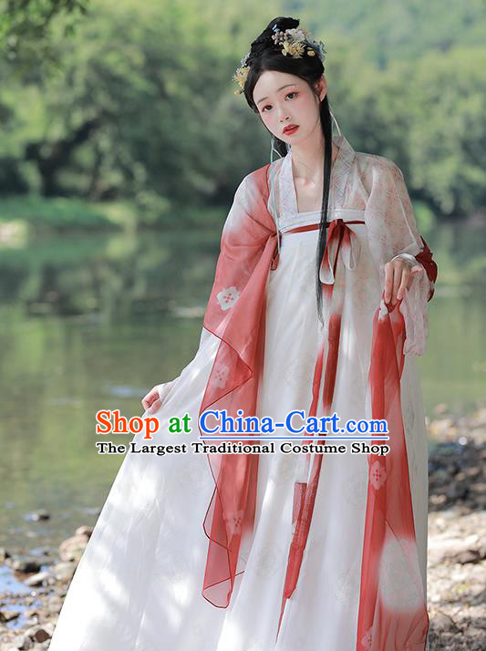 China Traditional Historical Costumes Ancient Palace Lady Garment Clothing Tang Dynasty Young Beauty Hanfu Dress