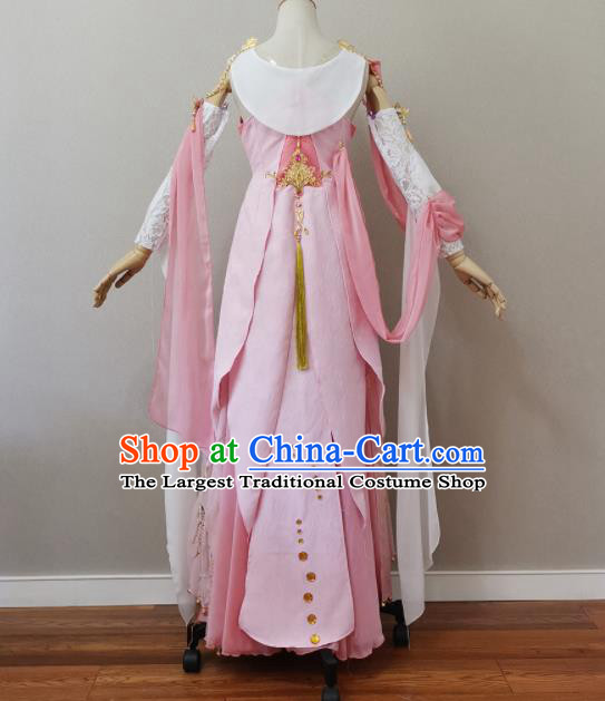 China Traditional JX Online Queen Clothing Cosplay Goddess Garment Costumes Ancient Empress Pink Dress Outfits