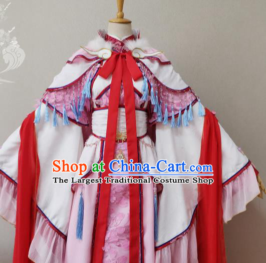 China Cosplay Empress Garment Costumes Ancient Queen Pink Dress Outfits Traditional Puppet Show Feng Cailing Clothing