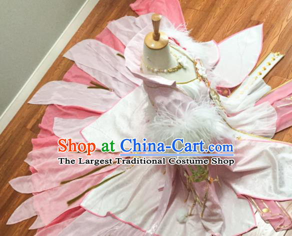 China Cosplay Goddess Garment Costumes Ancient Empress Pink Dress Outfits Traditional JX Online Swordswoman Clothing