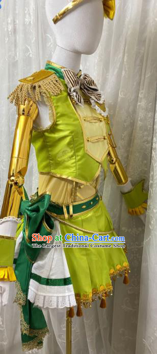 Top Cartoon Girl Group Dance Clothing Cosplay Angel Light Green Short Dress Outfits Halloween Fancy Ball Musician Garment Costume