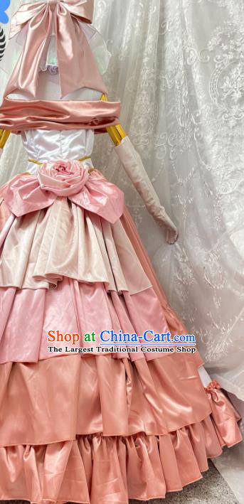 Top Cartoon Magic Girl Clothing Cosplay Baroque Princess Pink Dress Outfits Christmas Day Performance Angel Garment Costume
