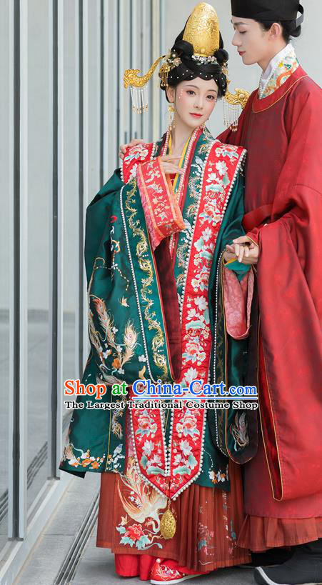 China Traditional Embroidered Wedding Hanfu Attire Song Dynasty Empress Historical Clothing Ancient Court Bride Garment Costumes