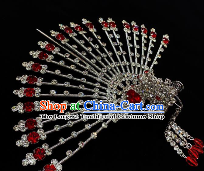 Chinese Peking Opera Empress Crystal Hair Crown Traditional Opera Diva Phoenix Hairpin Shanxi Opera Actress Hair Accessories
