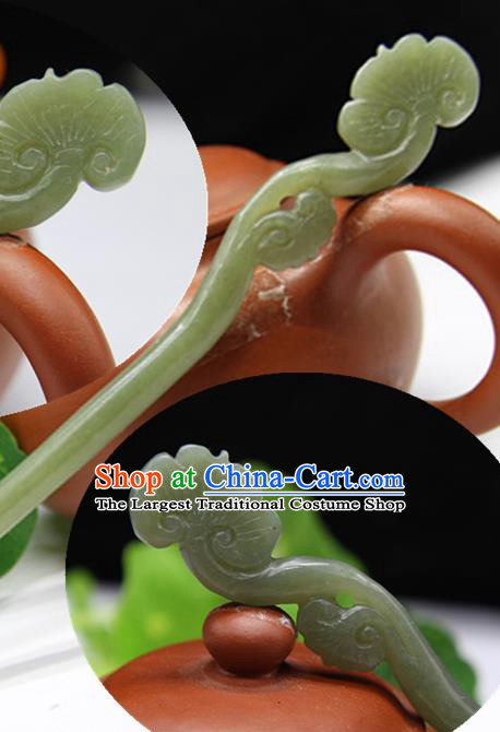 China Handmade Carving Cloud Hairpin National Jade Hair Stick Classical Cheongsam Hair accessories