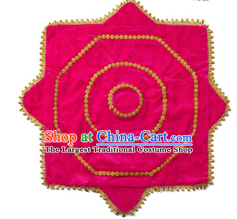 Chinese Dancing Handkerchief Pink Velvet Handkerchief with Gold Trim