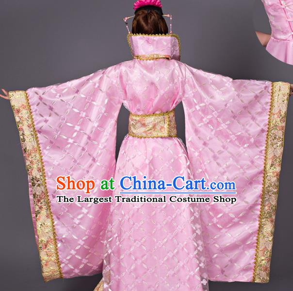 Chinese Ancient Imperial Consort Hanfu Clothing Tang Dynasty Princess Pink Dress Costume