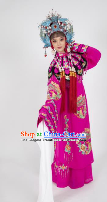 Chinese Ancient Princess Clothing Peking Opera Hua Tan Garment Costumes Traditional Cantonese Opera Diva Magenta Dress