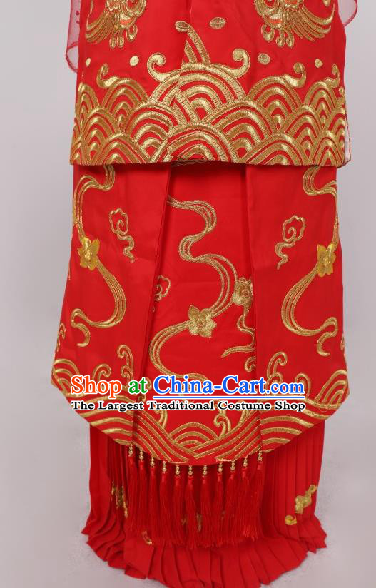 Chinese Ancient Bride Wedding Clothing Peking Opera Hua Tan Garment Costumes Traditional Shaoxing Opera Empress Red Dress and Headpieces