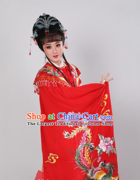 Chinese Peking Opera Hua Tan Red Cape Traditional Shaoxing Opera Diva Mantle Ancient Empress Phoenix Clothing