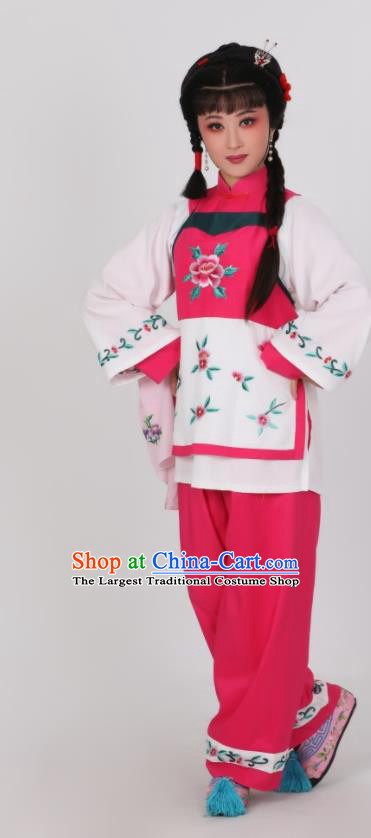 Chinese Traditional Shaoxing Opera Young Lady Garment Costumes Ancient Village Girl Clothing Peking Opera Xiao Dan Dress