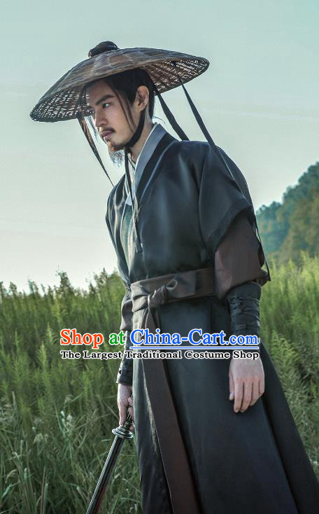 Chinese Ancient Swordsman Costumes Wuxia Knight Errant Clothing Sword Snow Stride TV Series Assassin Replica Garments and Hat