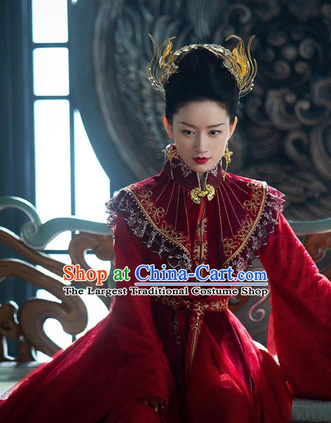 Chinese Ancient Goddess Red Dress Clothing Young Beauty Apparel Xian Xia TV Series The Blue Whisper Cruel Princess Shunde Garment Costumes